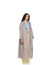 Ports 1961 Brown And White Gingham Criss Cross Front Trench Coat
