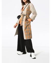 Burberry Guisley Check Print Panelled Cotton Trench Coat