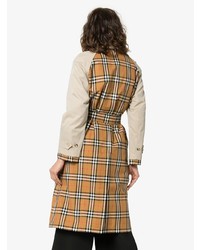 Burberry Guisley Check Print Panelled Cotton Trench Coat
