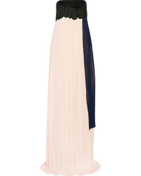 Issa Femke Pleated Chiffon And Coated Jersey Gown