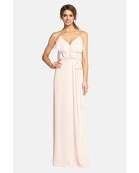 Amsale Nouvelle Drew Ruffle Front Chiffon Gown