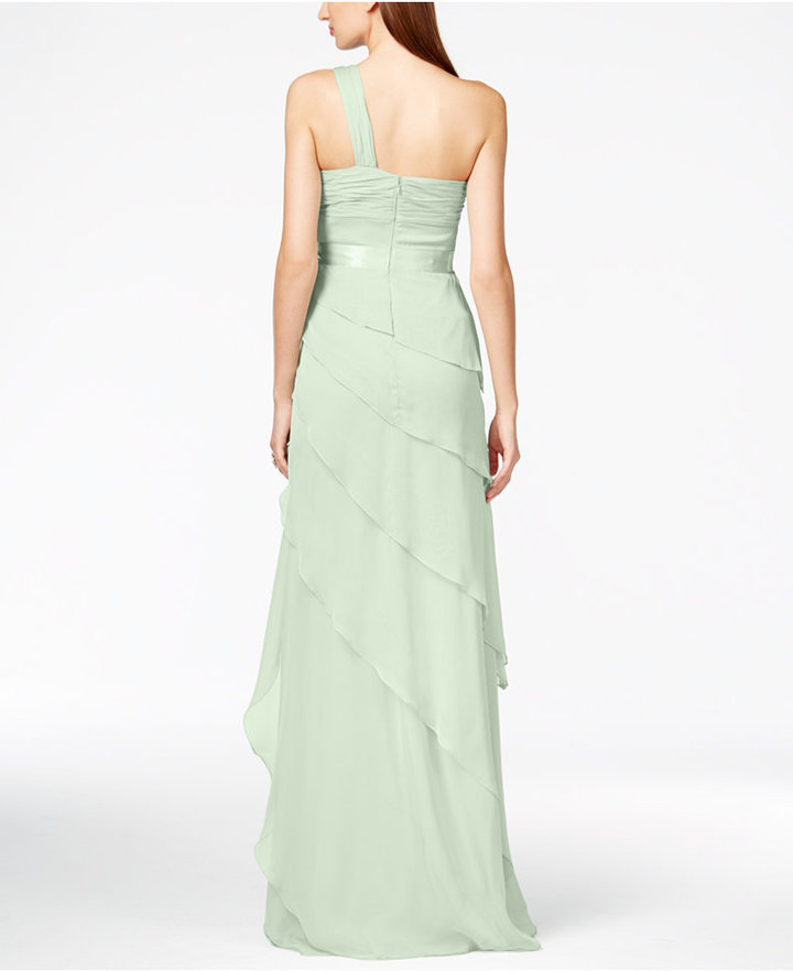 Adrianna Papell One Shoulder Tiered Chiffon Gown 199 Macy s