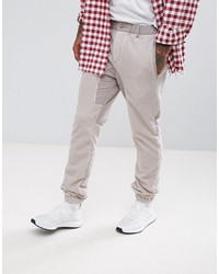 ASOS DESIGN Asos Slim Trousers With Fleece Panels In Beige