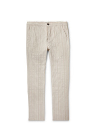 Oliver Spencer Beckford Striped Linen And Cotton Blend Jacquard Trousers