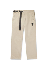 Off-White Belted Logo Trimmed Cotton Twill Chinos