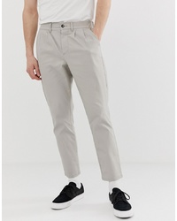 ASOS DESIGN Cigarette Chinos With Pleats In Beige