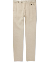 Oliver Spencer Fishtail Slim Fit Linen And Cotton Blend Trousers