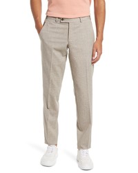 Ted Baker London Jerome Soft Fit Flat Stretch Wool Pants In Tan At Nordstrom