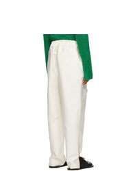 Jil Sander Off White Cotton Satin Trousers