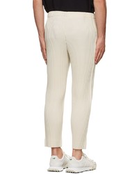 Homme Plissé Issey Miyake Off White Kersey Pleats Trousers