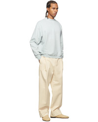 AMOMENTO Off White Twill Martin Turn Up Trousers