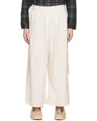 Naked & Famous Denim Off White Wide Trousers