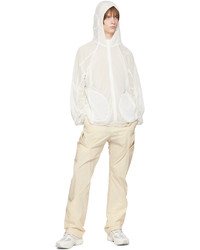 Post Archive Faction PAF Off White Zip Pocket Trousers