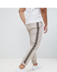ASOS DESIGN Plus Skinny Trousers With Aztec Side Taping In Beige