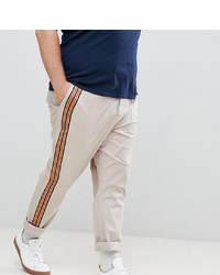 ASOS DESIGN Plus Slim Trousers With Front Stripe In Mushroom