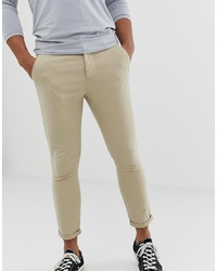 ASOS DESIGN Super Skinny Cropped Chinos In Putty