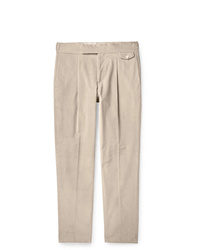 Caruso Tapered Pleated Cotton Blend Corduroy Trousers