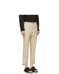 Solid Homme Taupe Elastic Waist Trousers