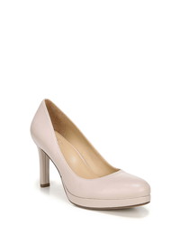Beige Chunky Leather Pumps