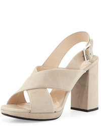 Beige Chunky Suede Sandals