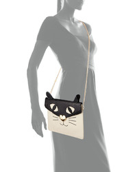 Betsey Johnson Cat Faux Leather Clutch Bag Cream