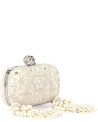 Alexander McQueen Classic Embroidered Skull Clutch Bag Wstrap White