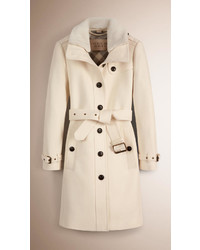 Burberry Brit Virgin Wool Cashmere Coat With Shearling Collar