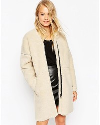 Asos Collection Cocoon Coat In Borg
