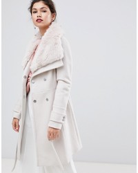 Forever New Faux Wool Blend Coat In Cream