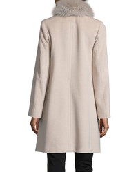 Fleurette Fur Collar Wool Coat