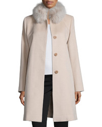 Fleurette Fur Collar Wool Coat