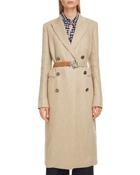 Victoria Beckham Linen Coat With Leather Belt