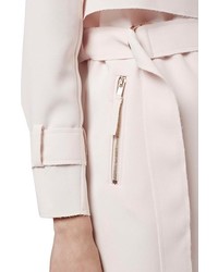 Topshop Putty Raw Edge Belted Coat