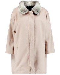 Boohoo Suzie Faux Fur Collar Cocoon 34 Sleeve Coat