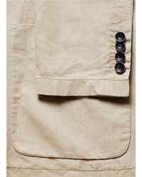 Armani Collezioni Contrast Collar Linen Cotton Blend Blazer
