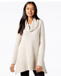 Jeanne Pierre Cowl Neck Handkerchief Hem Tunic Sweater