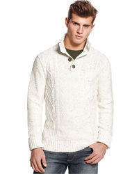 GUESS Sweater Long Sleeve Cable Mock Neck