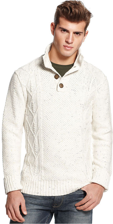 GUESS Sweater Long Sleeve Cable Mock Neck | Where to buy & how to wear