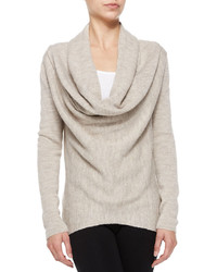 Vince Waffle Knit Sweater With Draped Front Almondine
