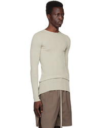 Rick Owens Beige Ribbed Sweater