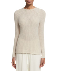 The Row Blanca Ribbed Cashmere Sweater Light Beige