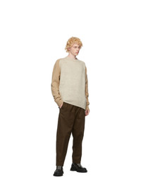 Jil Sander Brown And Beige Panelled Sweater