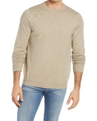 Nordstrom Cotton Cashmere Crewneck Sweater In Tan Burrow At