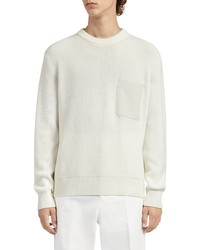Zegna Cotton Silk Sweater In Nat Sld At Nordstrom