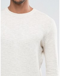 Asos Crew Neck Sweater In Oatmeal Cotton