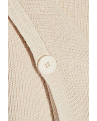Helmut Lang Cutout Button Detailed Cotton And Cashmere Blend Sweater Beige