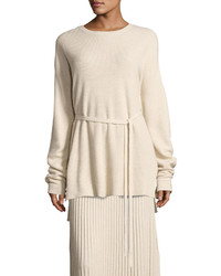 Elizabeth and James Gisella Slouchy Rib Knit Crewneck Belted Sweater