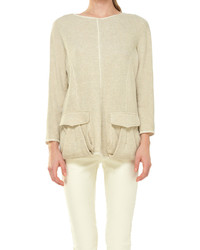 Max Studio Heathered French Terry Pullover With Pockets