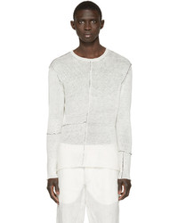 Isabel Benenato Off White Contrast Seam Sweater