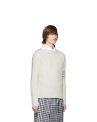 Thom Browne Off White Intarsia 4 Bar Sweater